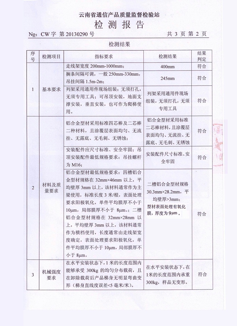 鋁合金走線架檢測報(bào)告2